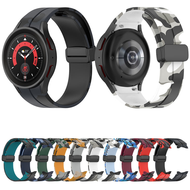 For Samsung Galaxy Watch5 / 5 Pro / Watch 4 / 4 Classic Magnetic Clasp Camouflage Silicone Watch Band