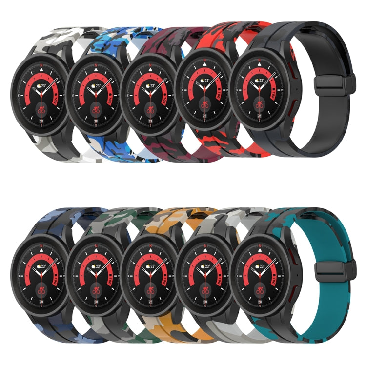 For Samsung Galaxy Watch5 / 5 Pro / Watch 4 / 4 Classic Magnetic Clasp Camouflage Silicone Watch Band