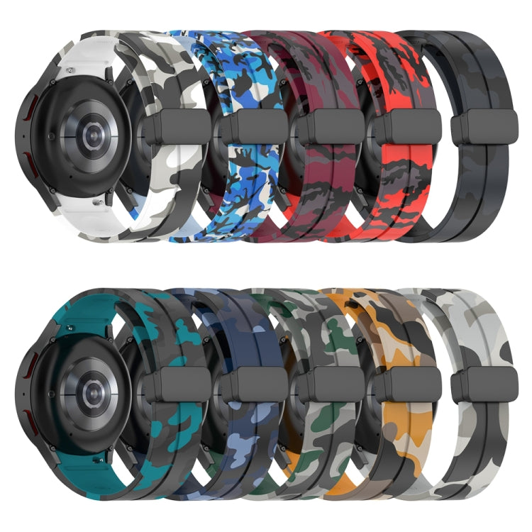 For Samsung Galaxy Watch5 / 5 Pro / Watch 4 / 4 Classic Magnetic Clasp Camouflage Silicone Watch Band