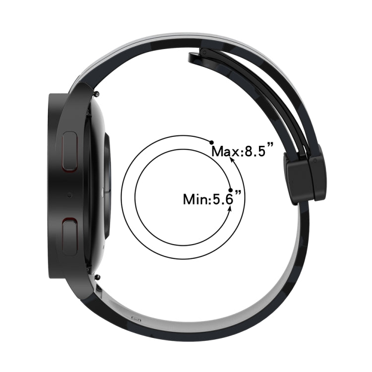 For Samsung Galaxy Watch5 / 5 Pro / Watch 4 / 4 Classic Magnetic Clasp Camouflage Silicone Watch Band