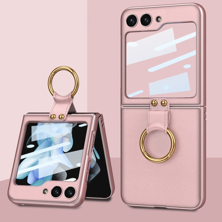 For Samsung Galaxy Z Flip5 Ultra-thin Plain Skin PC Phone Case with Ring