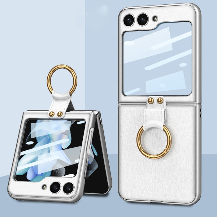 For Samsung Galaxy Z Flip5 Ultra-thin Plain Skin PC Phone Case with Ring