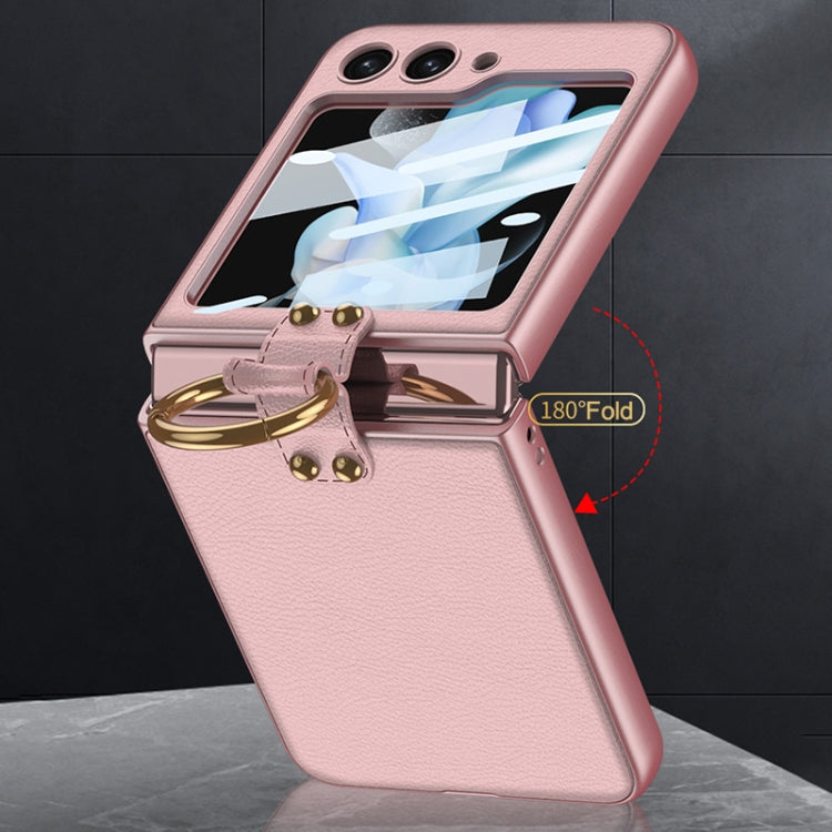 For Samsung Galaxy Z Flip5 Ultra-thin Plain Skin PC Phone Case with Ring
