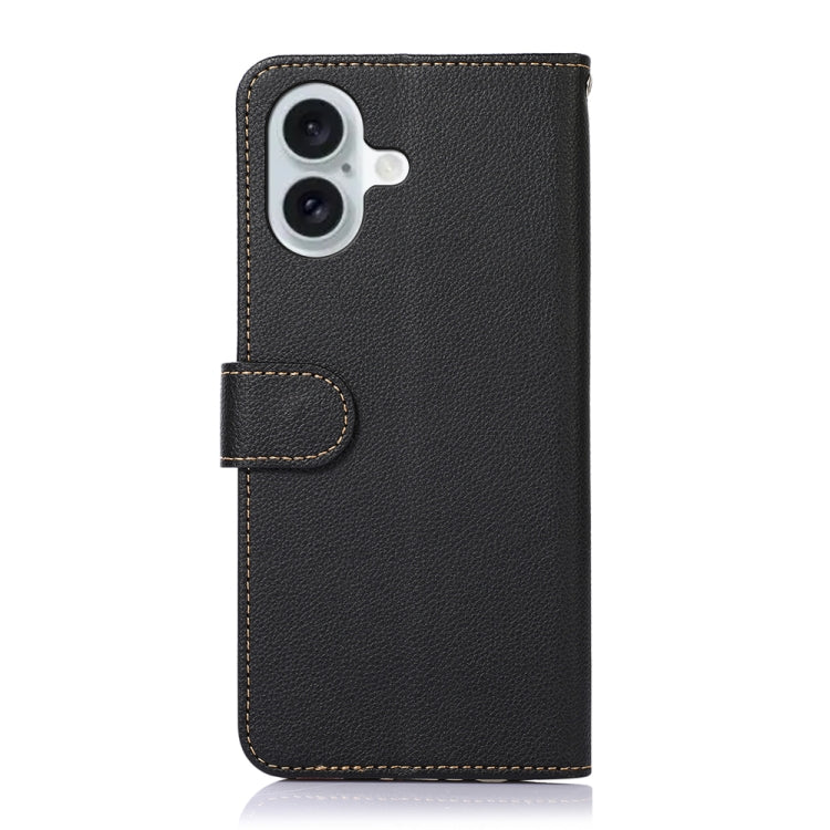 For iPhone 16 Plus KHAZNEH Litchi Texture Leather RFID Phone Case