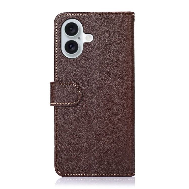 For iPhone 16 Plus KHAZNEH Litchi Texture Leather RFID Phone Case