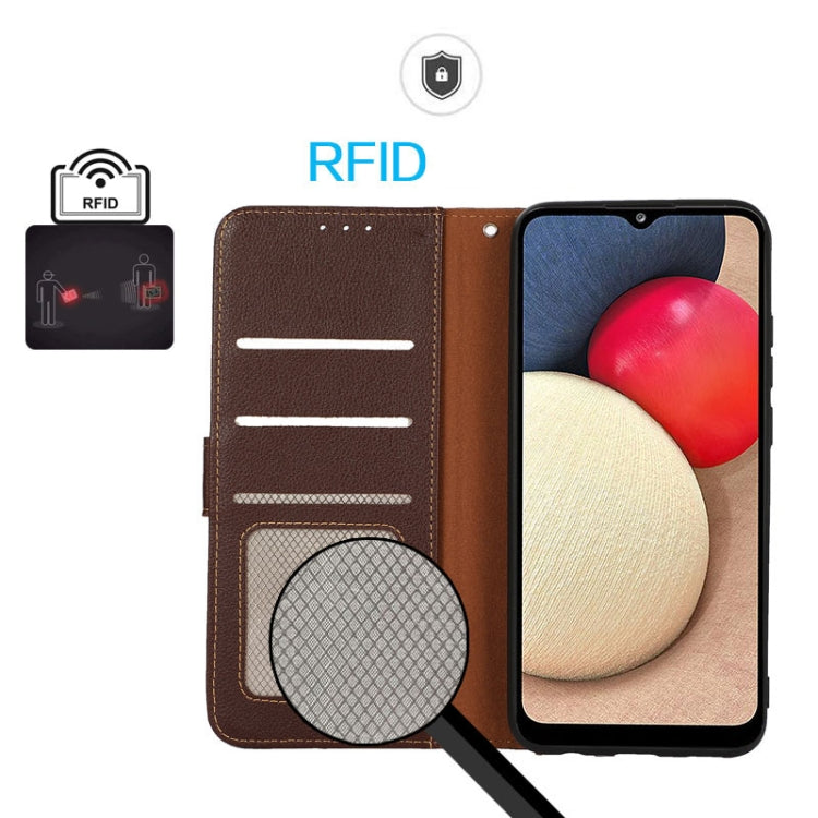 For iPhone 16e / 17e KHAZNEH Litchi Texture Leather RFID Phone Case