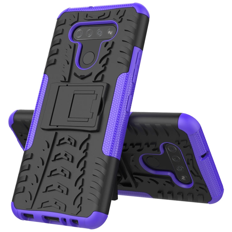 For LG K51 Tire Texture Shockproof TPU+PC Protective Case with Holder