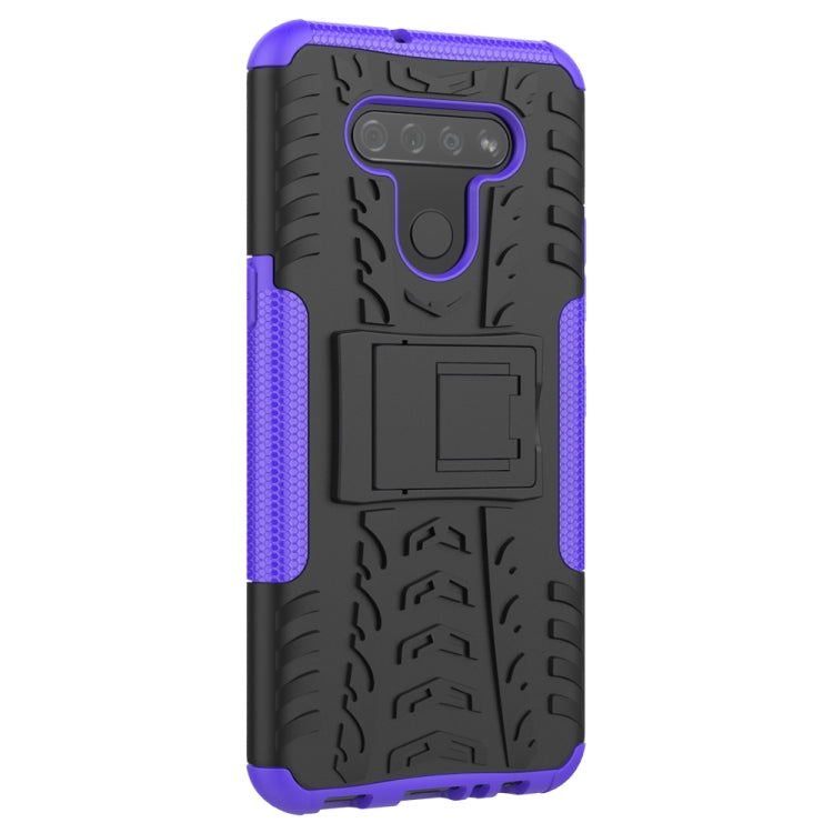 For LG K51 Tire Texture Shockproof TPU+PC Protective Case with Holder