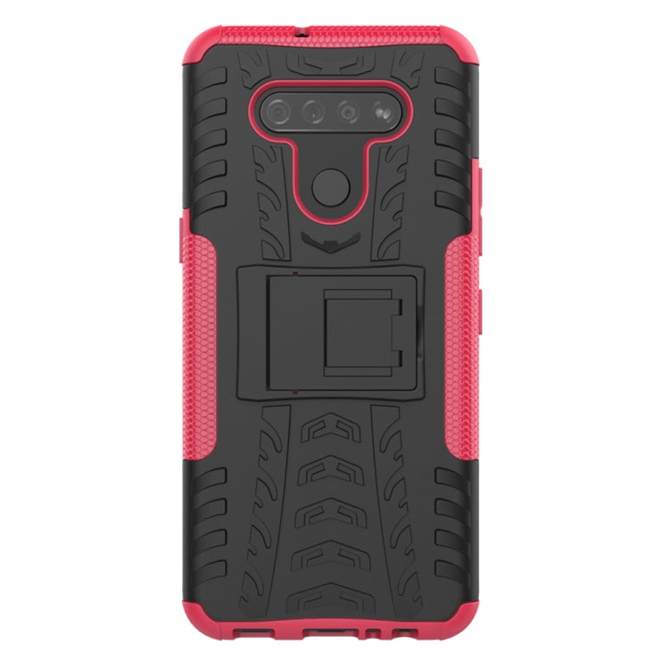 For LG K51 Tire Texture Shockproof TPU+PC Protective Case with Holder