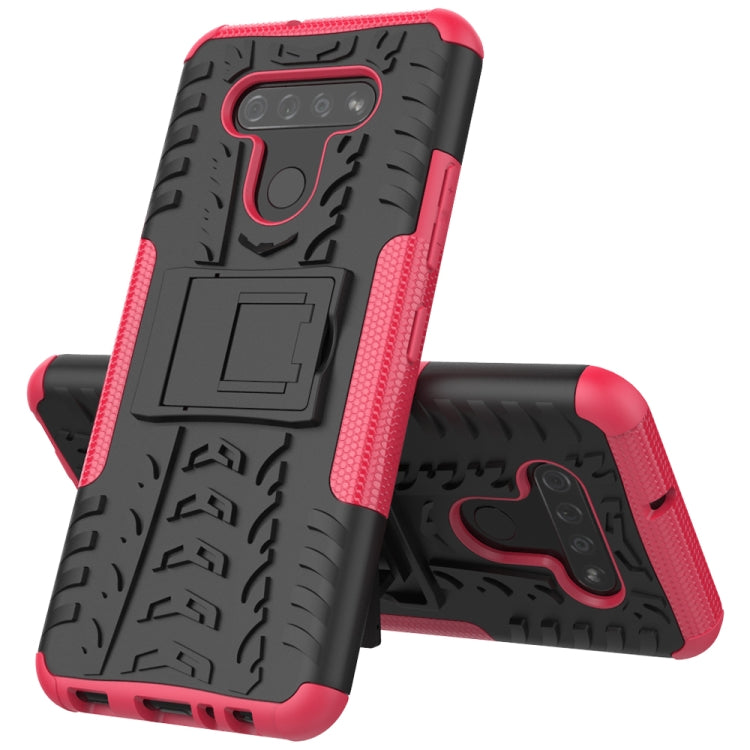 For LG K51 Tire Texture Shockproof TPU+PC Protective Case with Holder