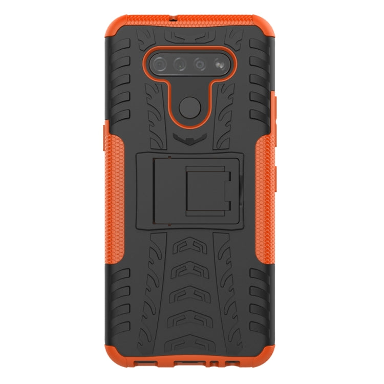 For LG K51 Tire Texture Shockproof TPU+PC Protective Case with Holder