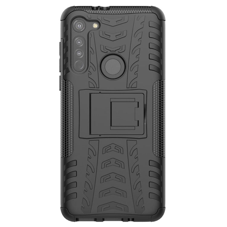 For Motorola Moto G8 Tire Texture Shockproof TPU+PC Protective Case with Holder