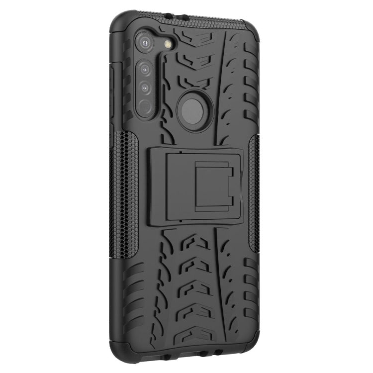 For Motorola Moto G8 Tire Texture Shockproof TPU+PC Protective Case with Holder