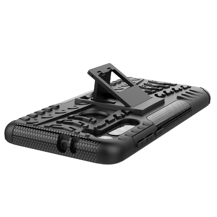 For Motorola Moto G8 Tire Texture Shockproof TPU+PC Protective Case with Holder