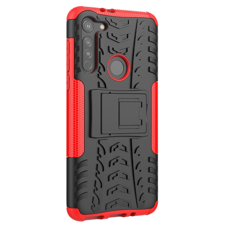 For Motorola Moto G8 Tire Texture Shockproof TPU+PC Protective Case with Holder