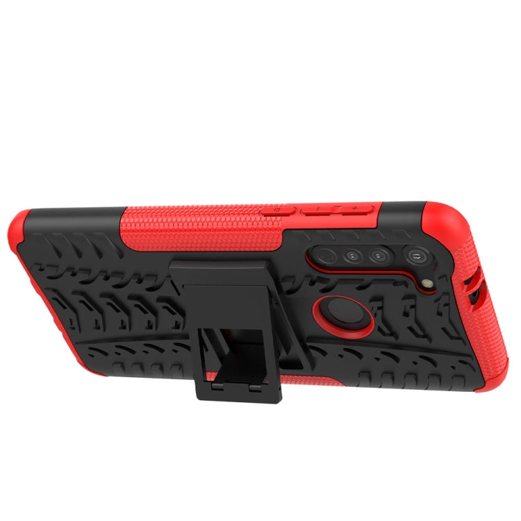 For Motorola Moto G8 Tire Texture Shockproof TPU+PC Protective Case with Holder