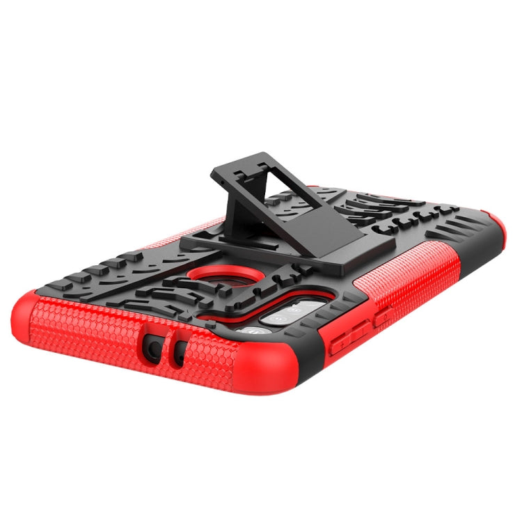 For Motorola Moto G8 Tire Texture Shockproof TPU+PC Protective Case with Holder