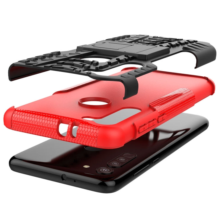 For Motorola Moto G8 Tire Texture Shockproof TPU+PC Protective Case with Holder