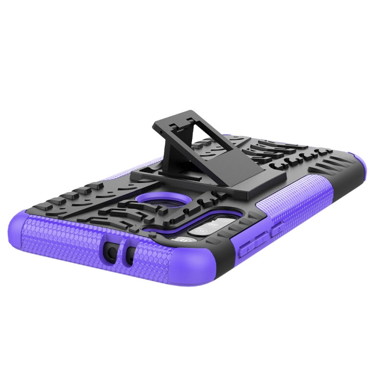 For Motorola Moto G8 Tire Texture Shockproof TPU+PC Protective Case with Holder