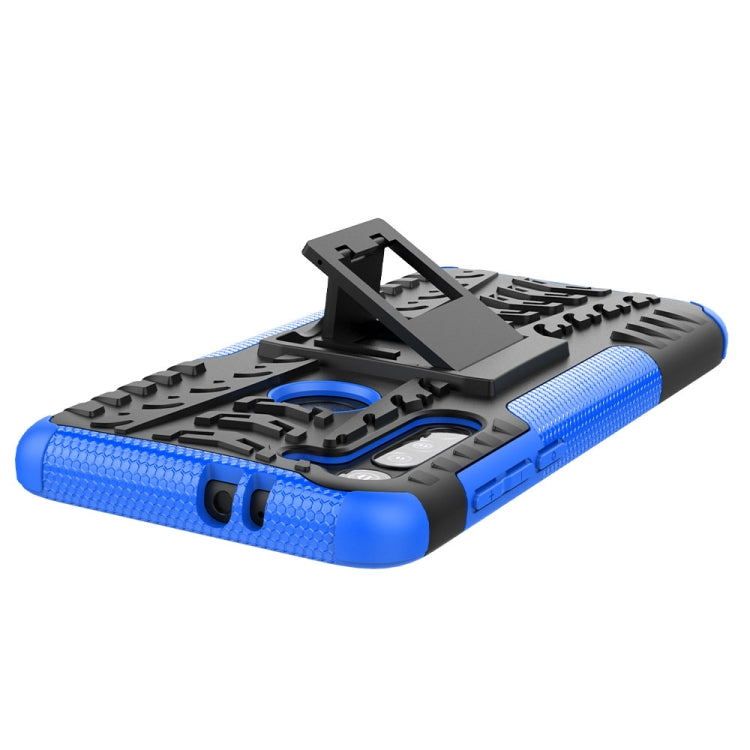 For Motorola Moto G8 Tire Texture Shockproof TPU+PC Protective Case with Holder