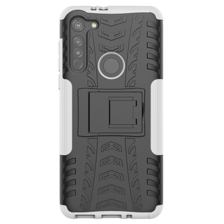 For Motorola Moto G8 Tire Texture Shockproof TPU+PC Protective Case with Holder