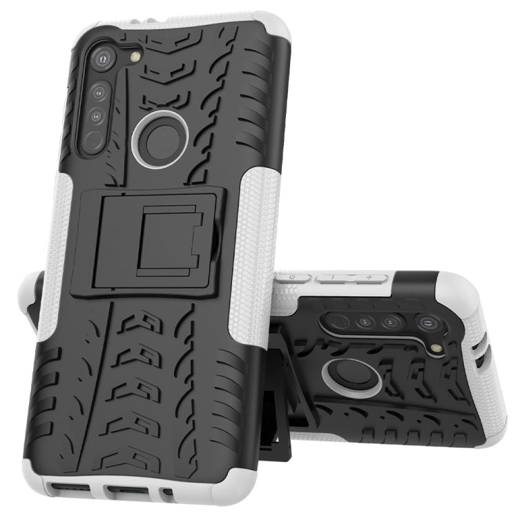 For Motorola Moto G8 Tire Texture Shockproof TPU+PC Protective Case with Holder