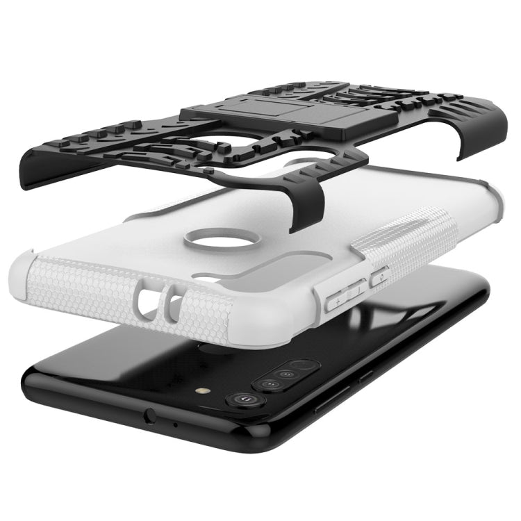 For Motorola Moto G8 Tire Texture Shockproof TPU+PC Protective Case with Holder