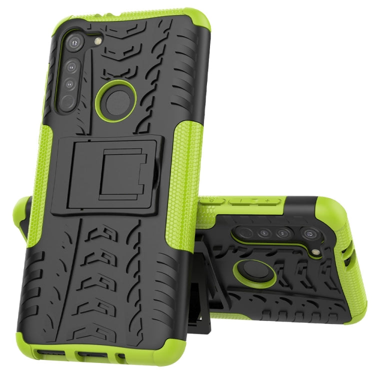 For Motorola Moto G8 Tire Texture Shockproof TPU+PC Protective Case with Holder