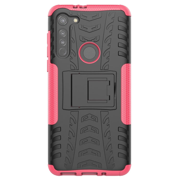 For Motorola Moto G8 Tire Texture Shockproof TPU+PC Protective Case with Holder