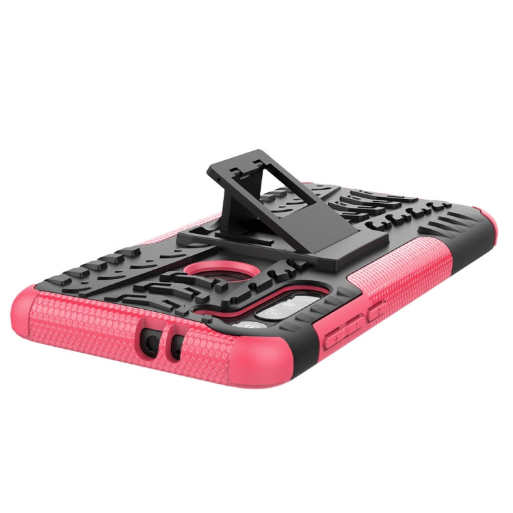 For Motorola Moto G8 Tire Texture Shockproof TPU+PC Protective Case with Holder