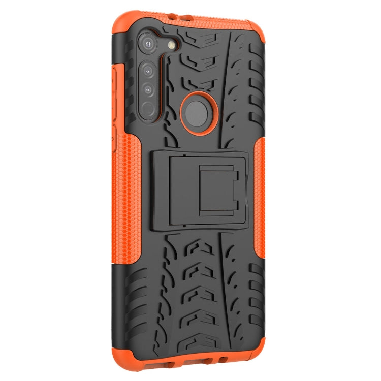 For Motorola Moto G8 Tire Texture Shockproof TPU+PC Protective Case with Holder