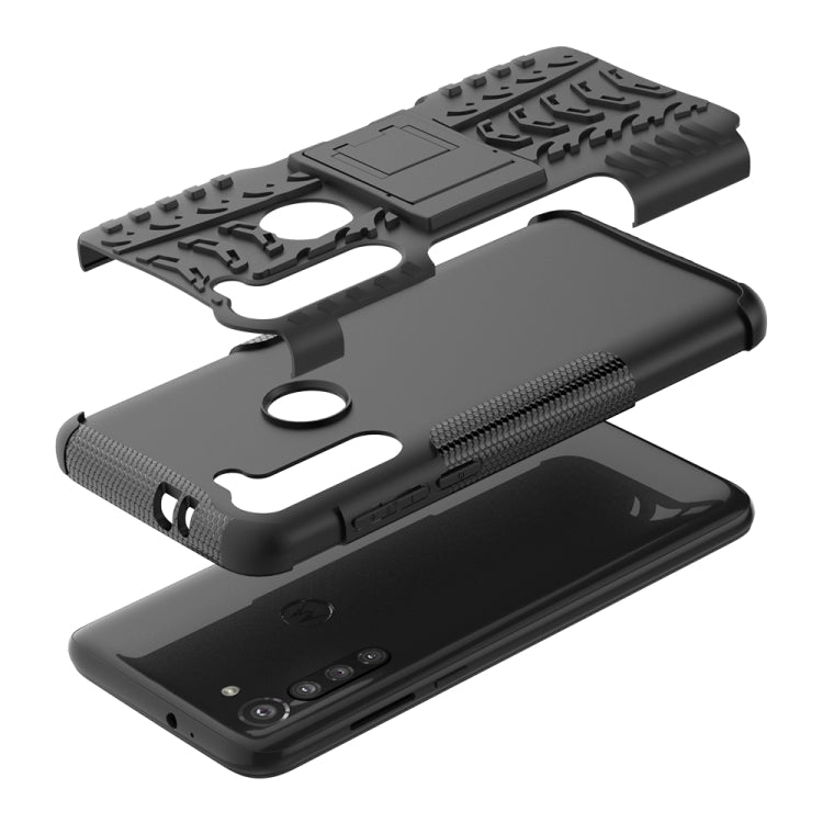 For Motorola Moto G8 Power Tire Texture Shockproof TPU+PC Protective Case with Holder