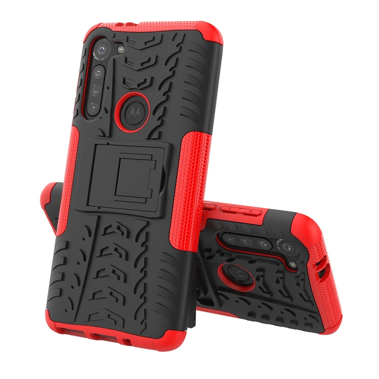For Motorola Moto G8 Power Tire Texture Shockproof TPU+PC Protective Case with Holder