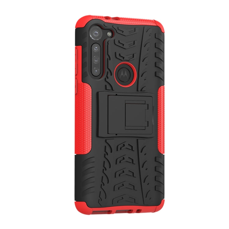 For Motorola Moto G8 Power Tire Texture Shockproof TPU+PC Protective Case with Holder