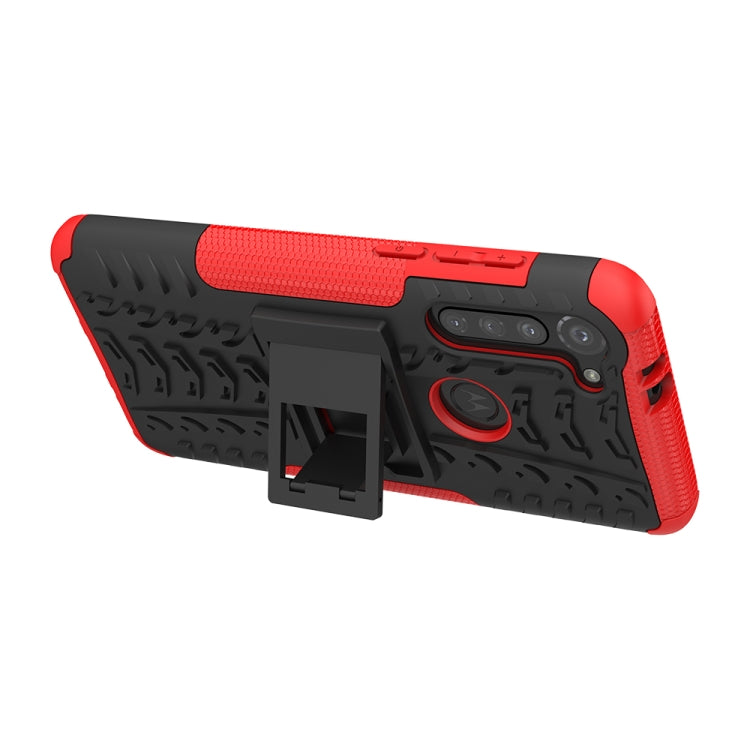 For Motorola Moto G8 Power Tire Texture Shockproof TPU+PC Protective Case with Holder