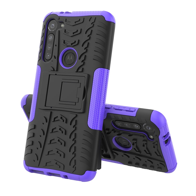 For Motorola Moto G8 Power Tire Texture Shockproof TPU+PC Protective Case with Holder