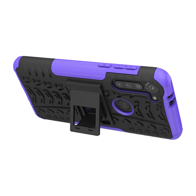 For Motorola Moto G8 Power Tire Texture Shockproof TPU+PC Protective Case with Holder