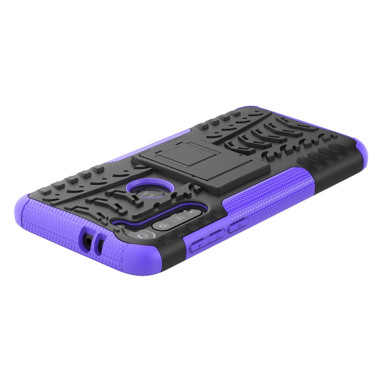 For Motorola Moto G8 Power Tire Texture Shockproof TPU+PC Protective Case with Holder