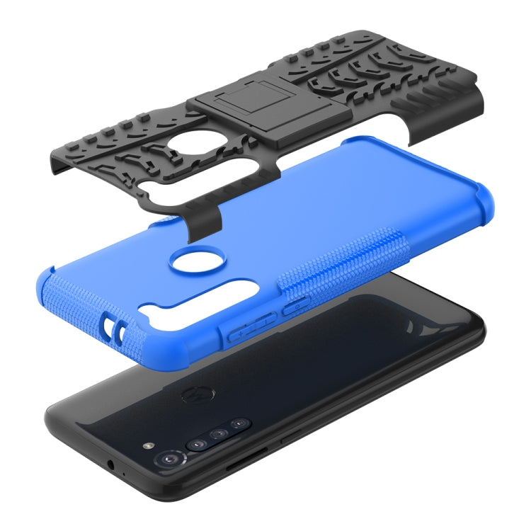 For Motorola Moto G8 Power Tire Texture Shockproof TPU+PC Protective Case with Holder