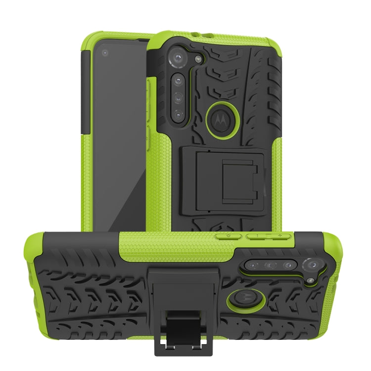 For Motorola Moto G8 Power Tire Texture Shockproof TPU+PC Protective Case with Holder