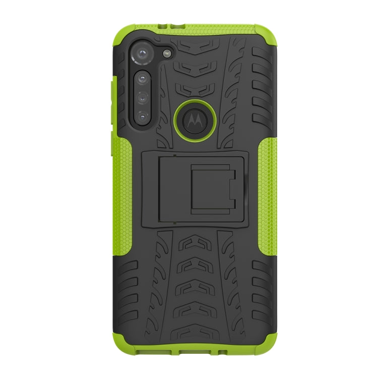 For Motorola Moto G8 Power Tire Texture Shockproof TPU+PC Protective Case with Holder