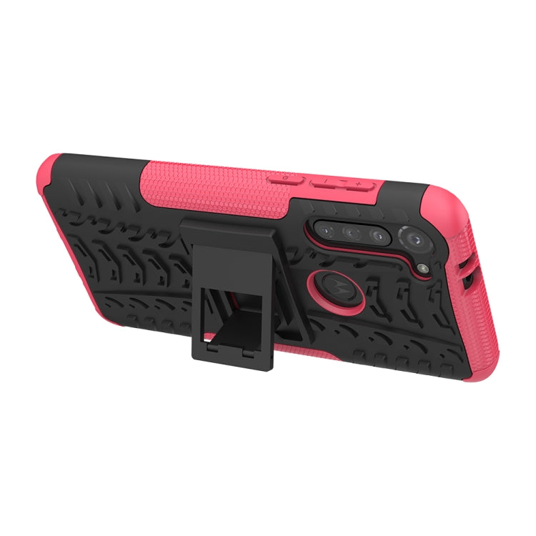 For Motorola Moto G8 Power Tire Texture Shockproof TPU+PC Protective Case with Holder