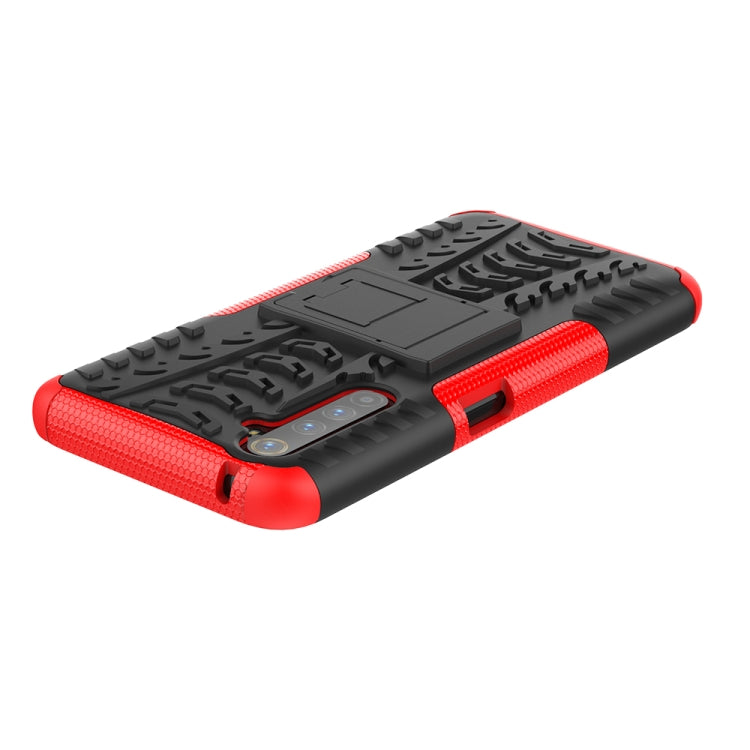 For OPPO Realme 6 Pro Tire Texture Shockproof TPU+PC Protective Case with Holder