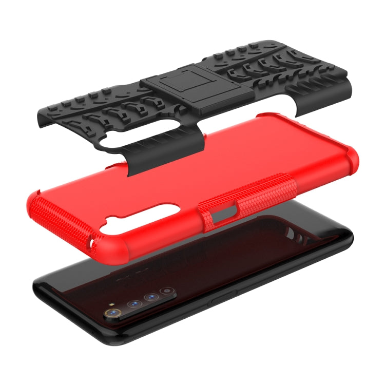 For OPPO Realme 6 Pro Tire Texture Shockproof TPU+PC Protective Case with Holder