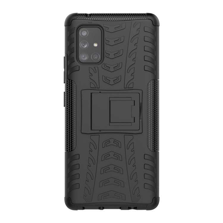 For Samsung Galaxy A71 5G Tire Texture Shockproof TPU+PC Protective Case with Holder