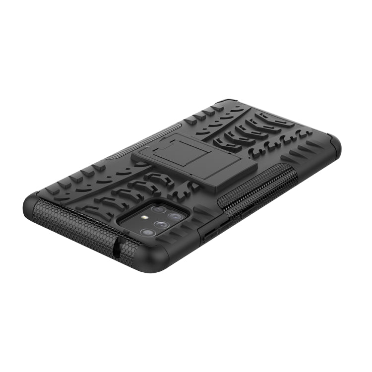 For Samsung Galaxy A71 5G Tire Texture Shockproof TPU+PC Protective Case with Holder