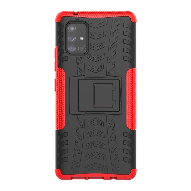 For Samsung Galaxy A71 5G Tire Texture Shockproof TPU+PC Protective Case with Holder