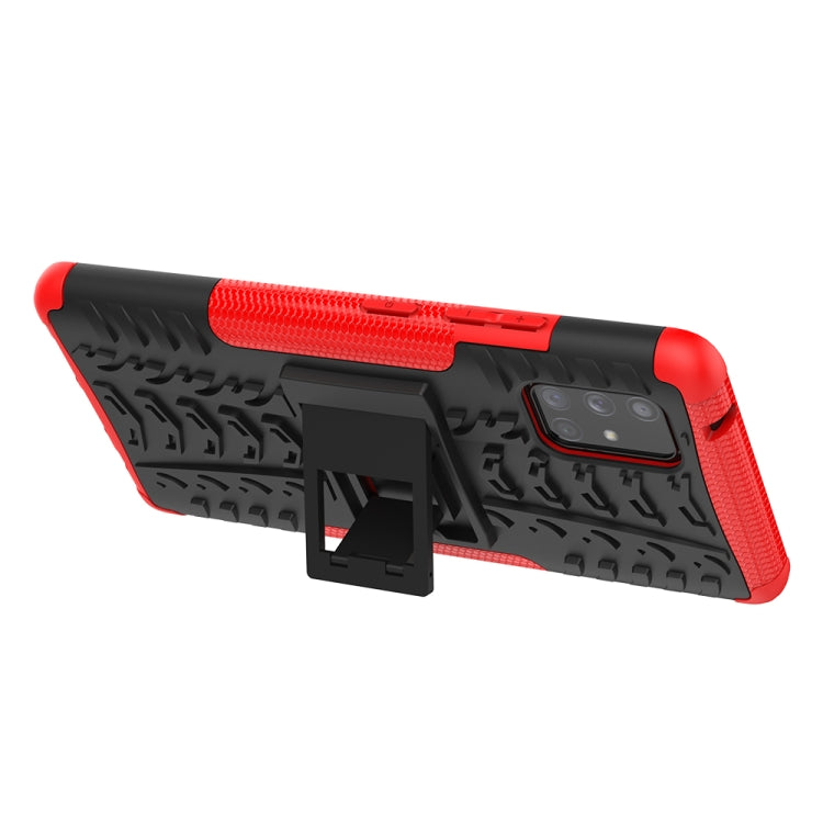 For Samsung Galaxy A71 5G Tire Texture Shockproof TPU+PC Protective Case with Holder