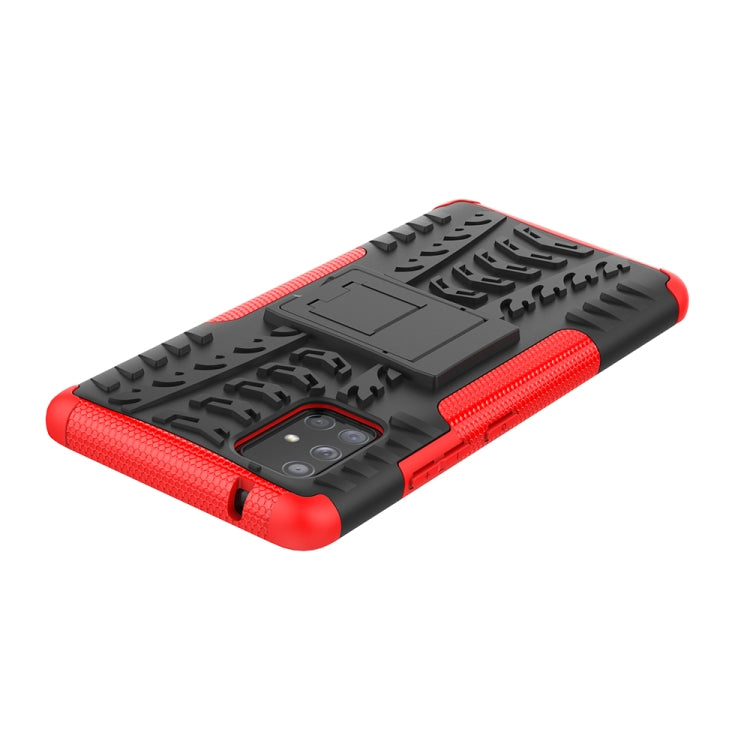 For Samsung Galaxy A71 5G Tire Texture Shockproof TPU+PC Protective Case with Holder