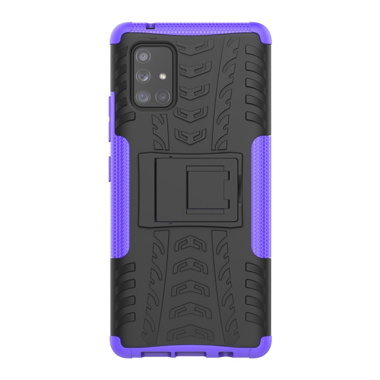 For Samsung Galaxy A71 5G Tire Texture Shockproof TPU+PC Protective Case with Holder